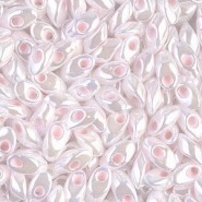 Miyuki long Magatama beads 4x7mm - White-pink color lined LMA-427